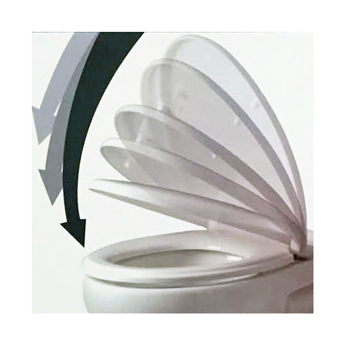 White Duroplast toilet seat with soft-close hinges